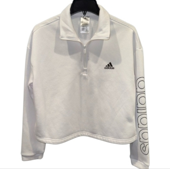 Adidas White Quarter-Zip Sweatshirt - Picture 1 of 4